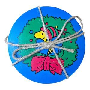 NEW Peanuts Snoopy Christmas Holiday Drinking Coasters Ceramic (Set of 4)